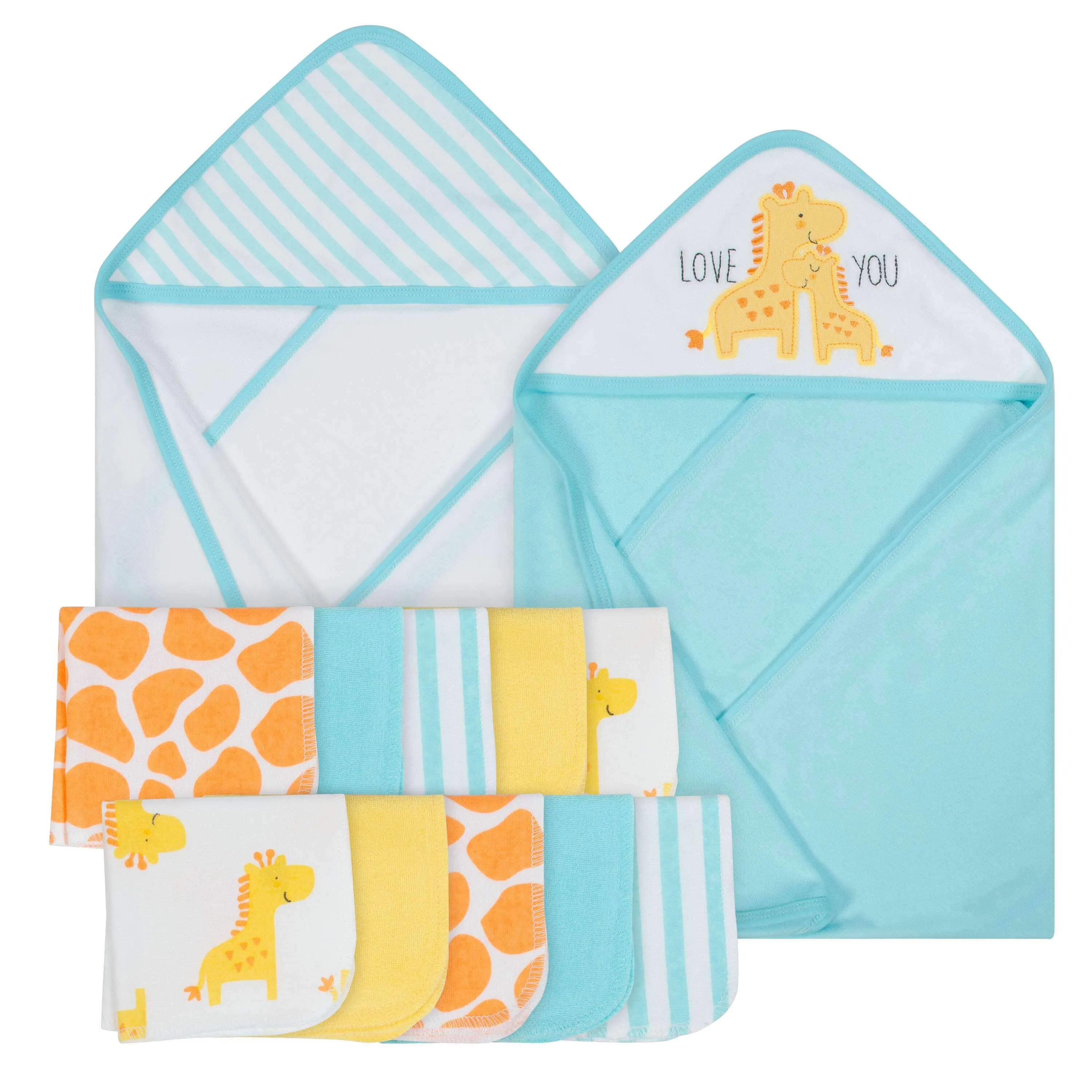 12-Piece Boys Terry Hooded Towel and Washcloth Set - Giraffe