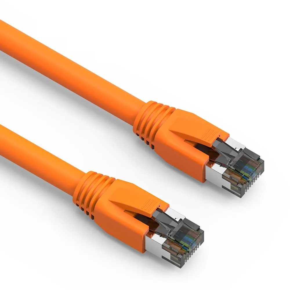 15Ft Cat.8 S/FTP Ethernet Network Cable 2GHz 40G Orange 24AWG