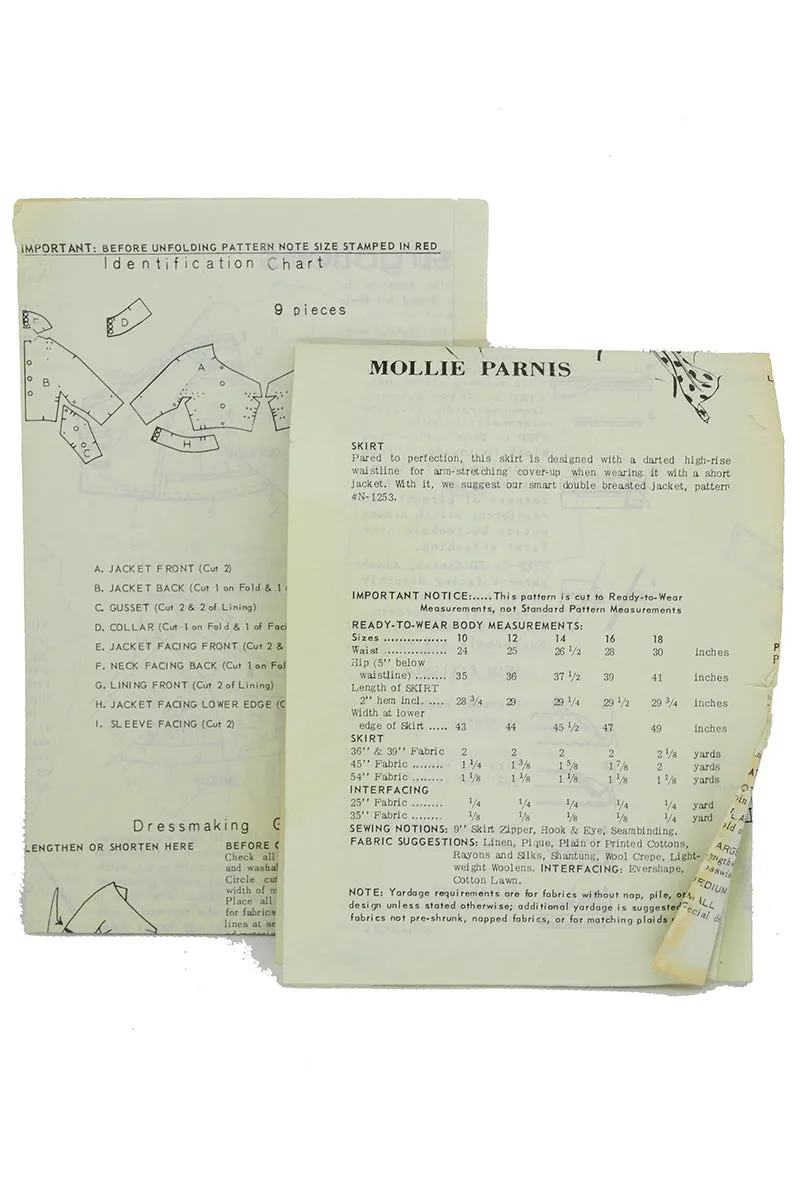 1961 Spadea N1253 & N1254 Mollie Parnis Vintage Sewing Pattern