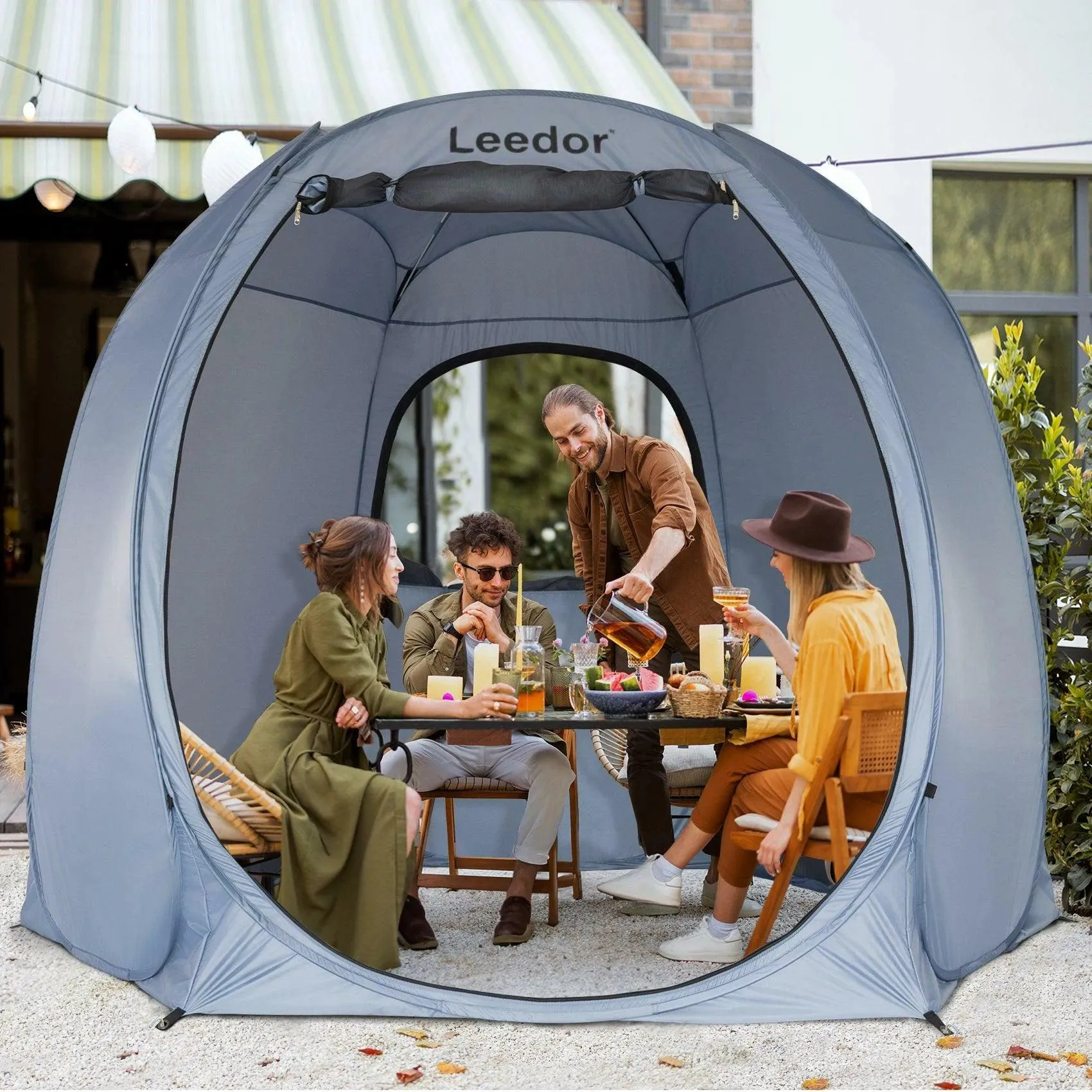 4-Season Tent 10'x10' Pop Up Screen House Portable Canopy For Christmas Decoration