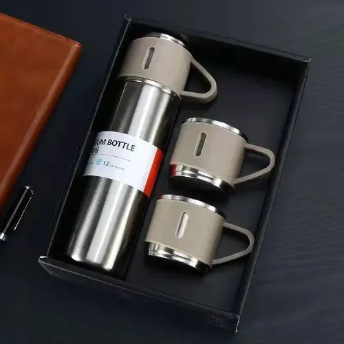 500ml Vacuum Thermos Flask With 2 Cups Set - Corporate Gift Set