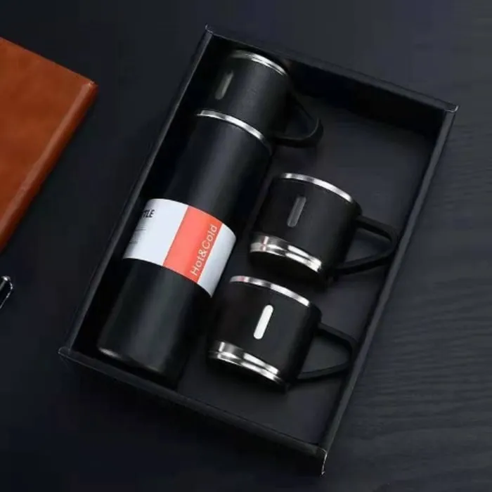 500ml Vacuum Thermos Flask With 2 Cups Set - Corporate Gift Set