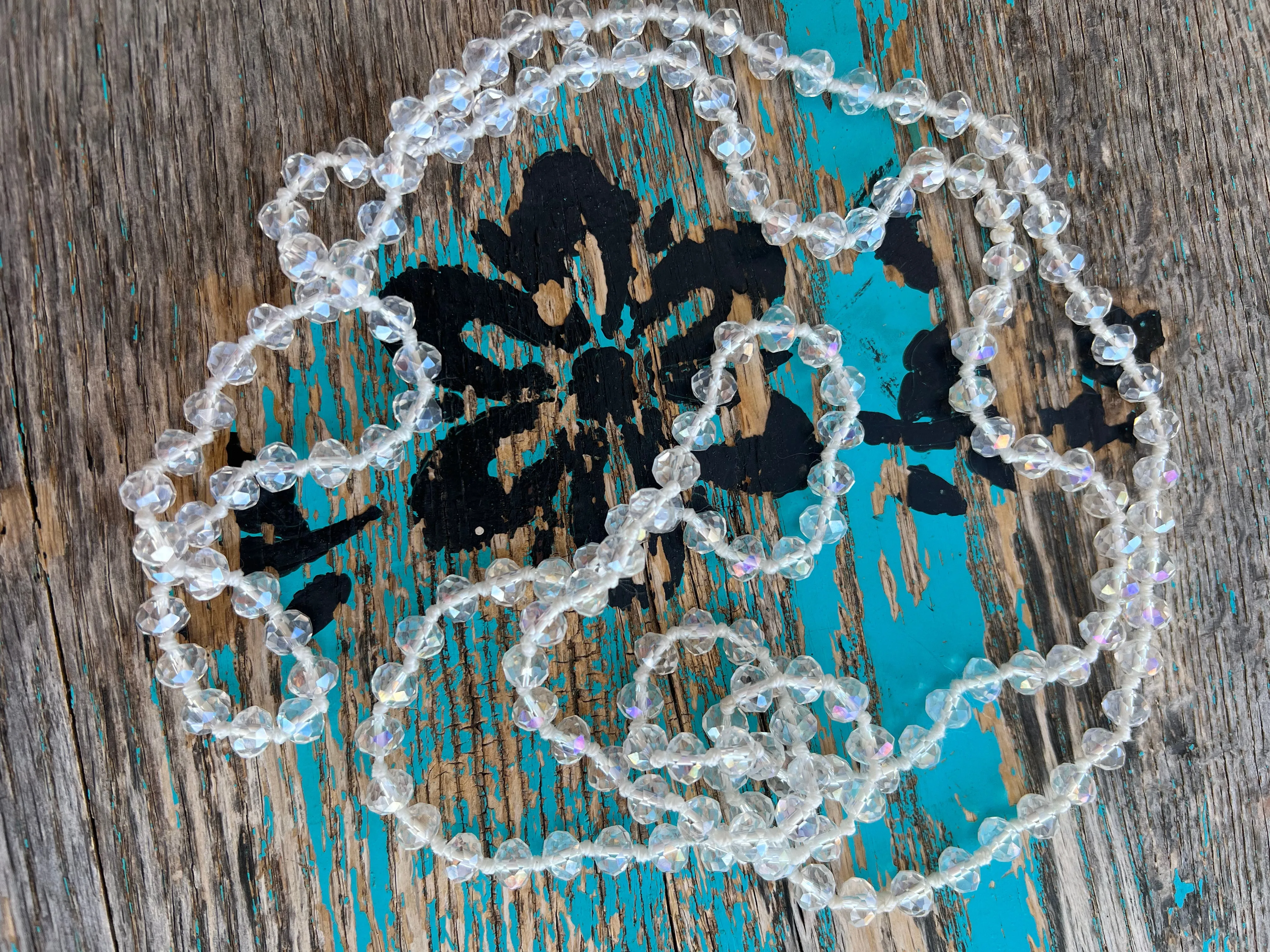 60" Hand Knotted Clear Necklace