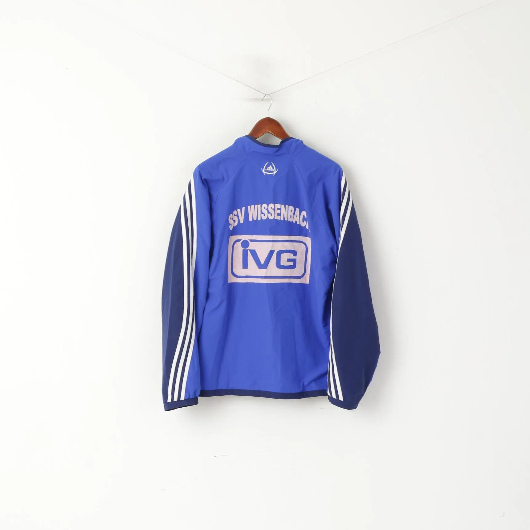 Adidas Men 186 L Jacket Blue Vintage SSV Wissenbach Lightweight Full Zipper Top