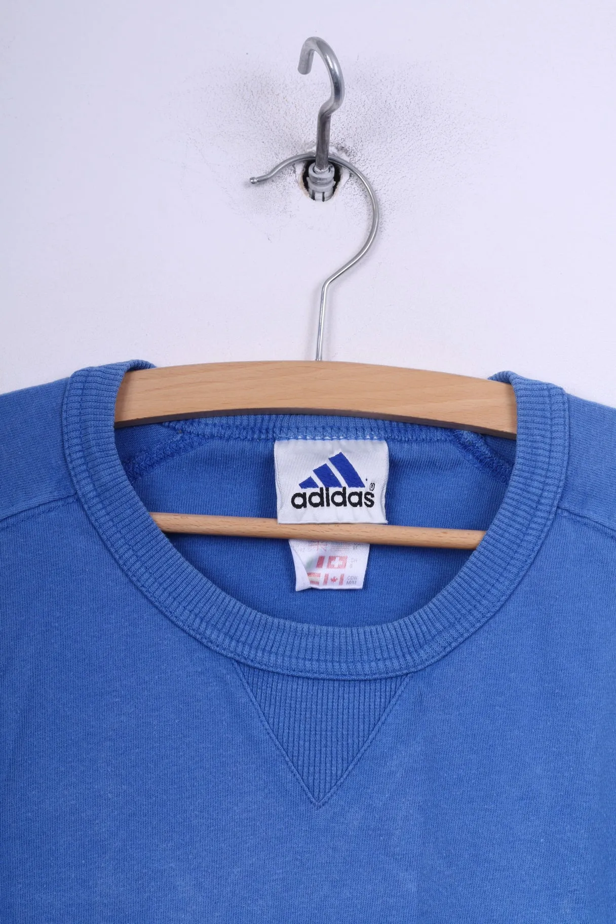 Adidas Mens 40/42 M T-Shirt Graphic Blue Crew Neck Cotton Vintage