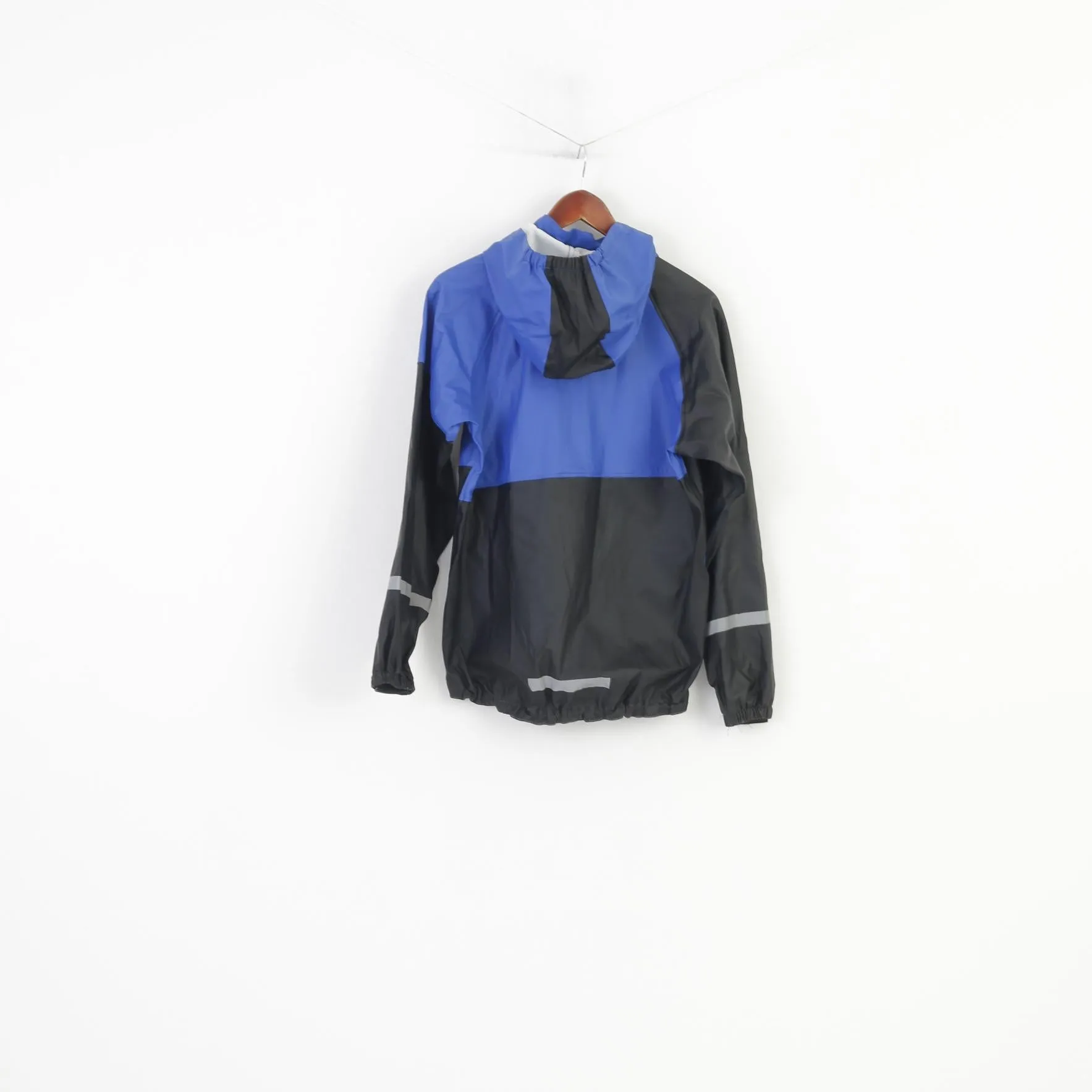 Adrenalin Boys 170 Jacket Black Blue Full Zipper Hooded Outdoor Pockets Reflective Waterproof Vintage Top