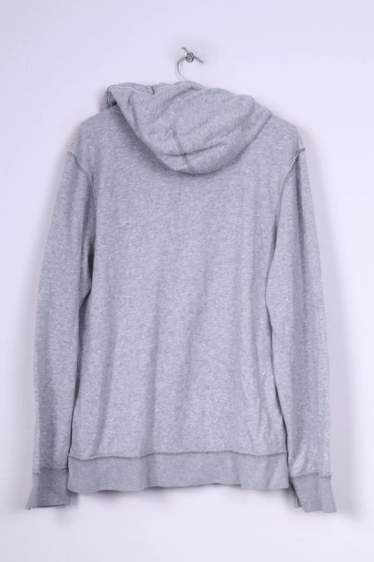 Aeropostale Mens L Jumper Sweatshirt Hooded Zip Neck Cotton Sportswear Grey