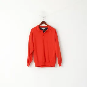 Antartex Weekend Men M Sweatshirt Orange Cotton Collared Casual Jumper Top