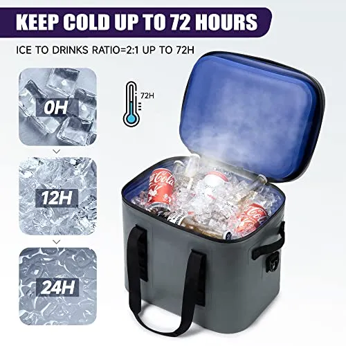 BeEagle Soft Cooler 30 Cans Cooler Bag Insulated 100% Leak Proof Waterproof Beach Cooler Portable Lightweight Camping Cooler Soft Ice Chest