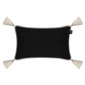 Black Velvet Rectangular Cushion with Tassels