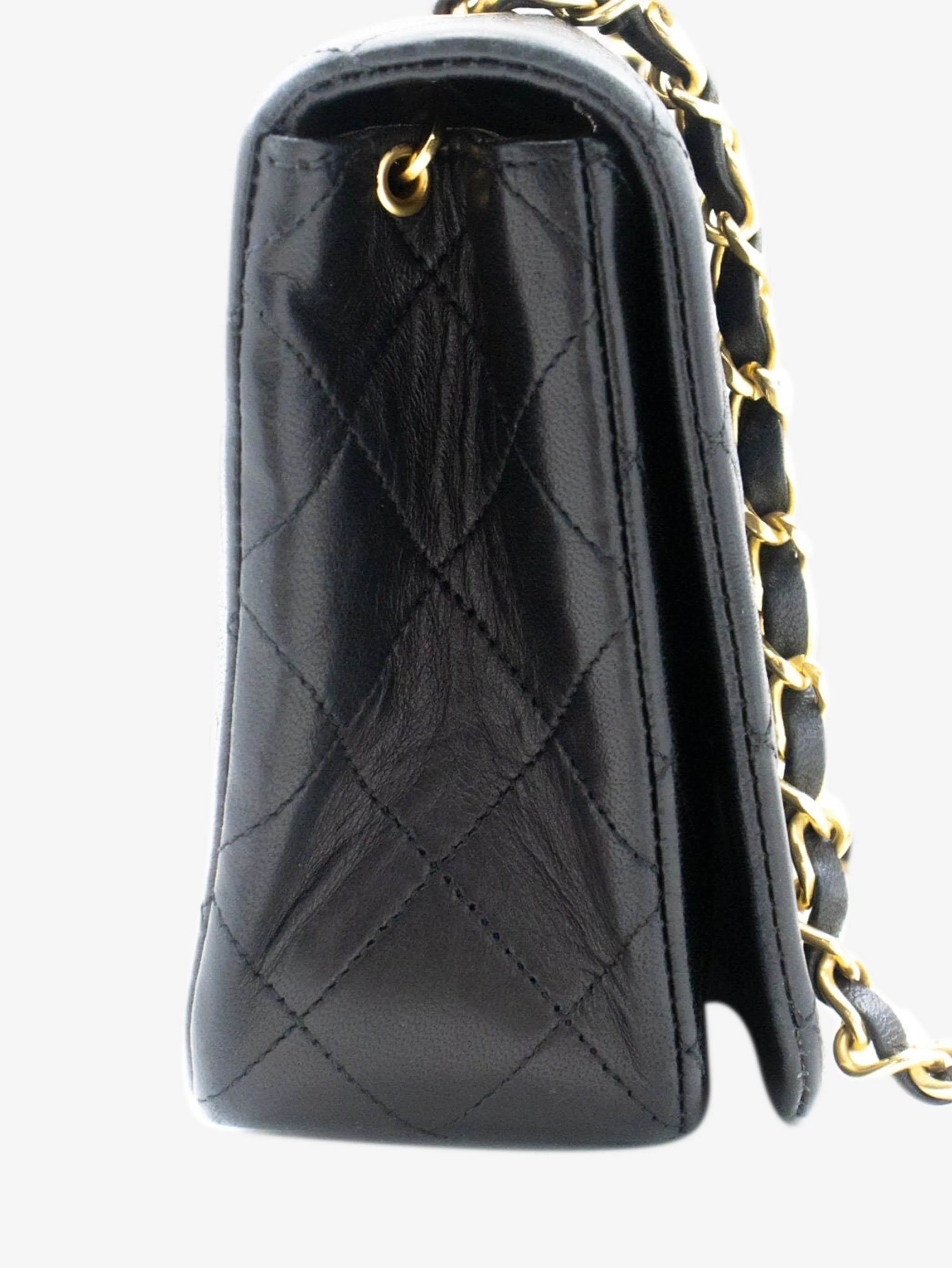 Black vintage 1989 lambskin full-flap shoulder bag