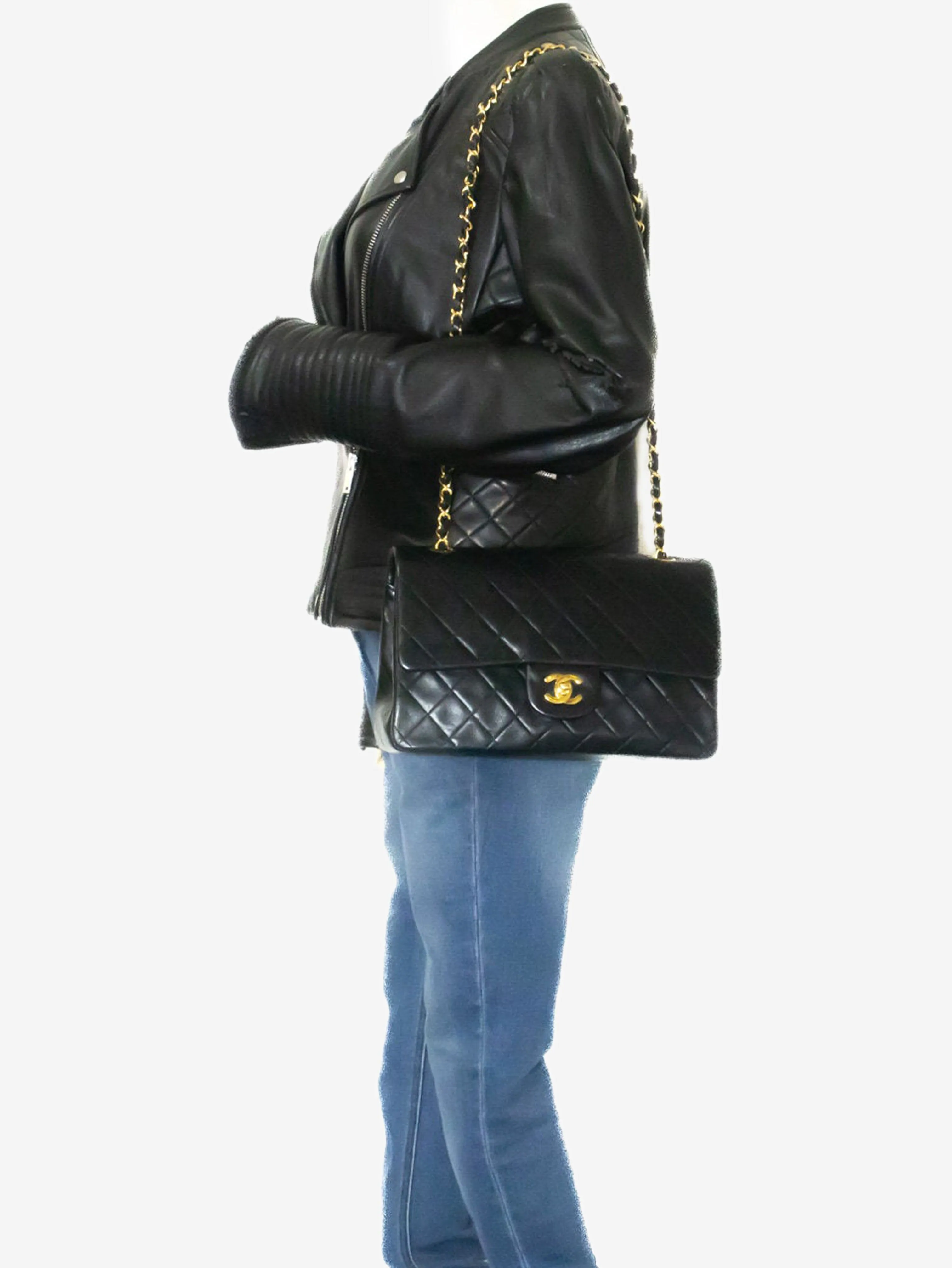 Black vintage 1989 medium lambskin Classic Double Flap bag