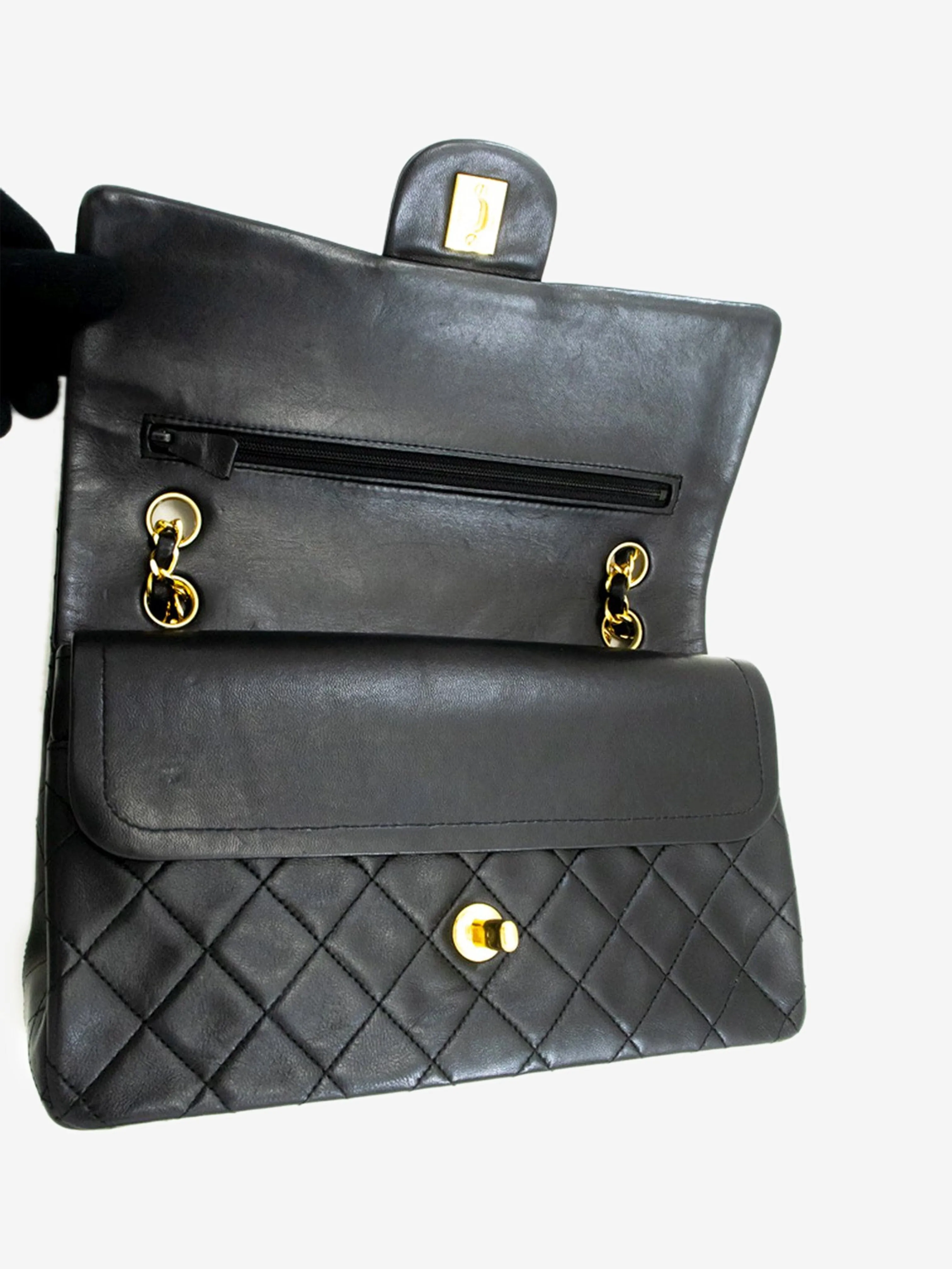 Black vintage 1989 medium lambskin Classic Double Flap bag