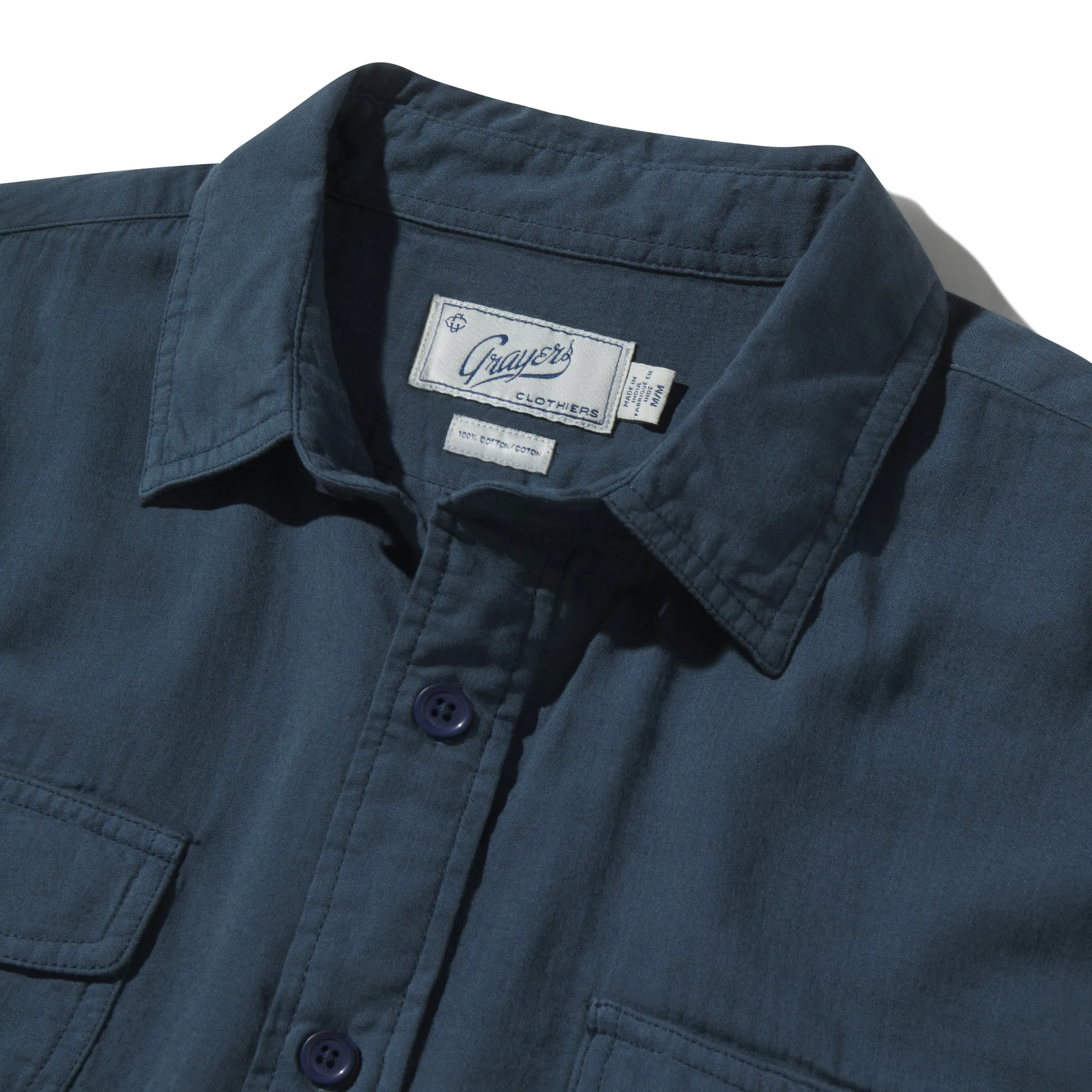 Brando Lightweight Double Cloth Shirt - Midnight Navy