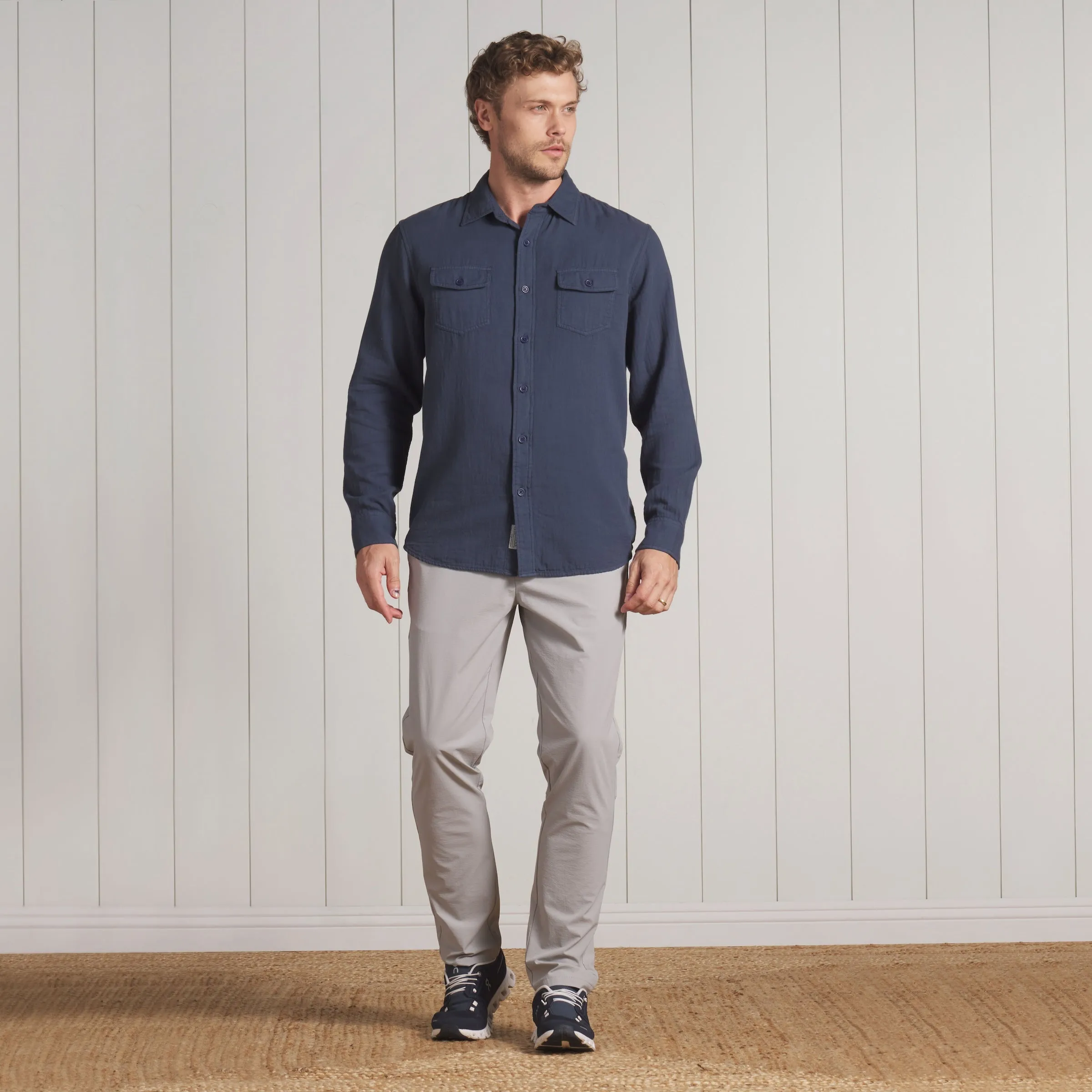 Brando Lightweight Double Cloth Shirt - Midnight Navy