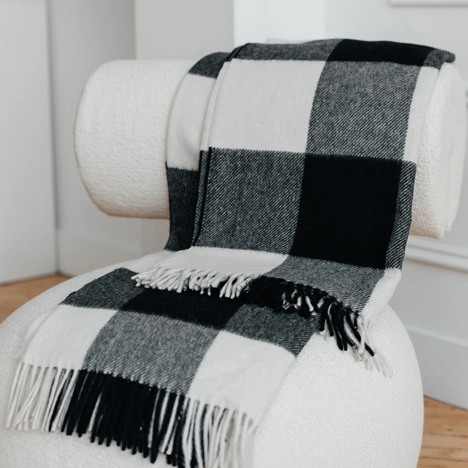 Buffalo Check Black/Ivory Alpaca Throw