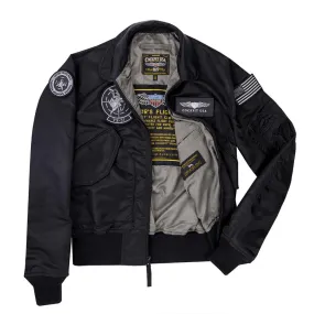 Cockpit USA Movie Heroes Mens Black Stealth Nylon Flight Jacket