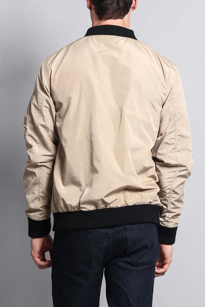 Contrast Lightweight Bomber Flight Jacket