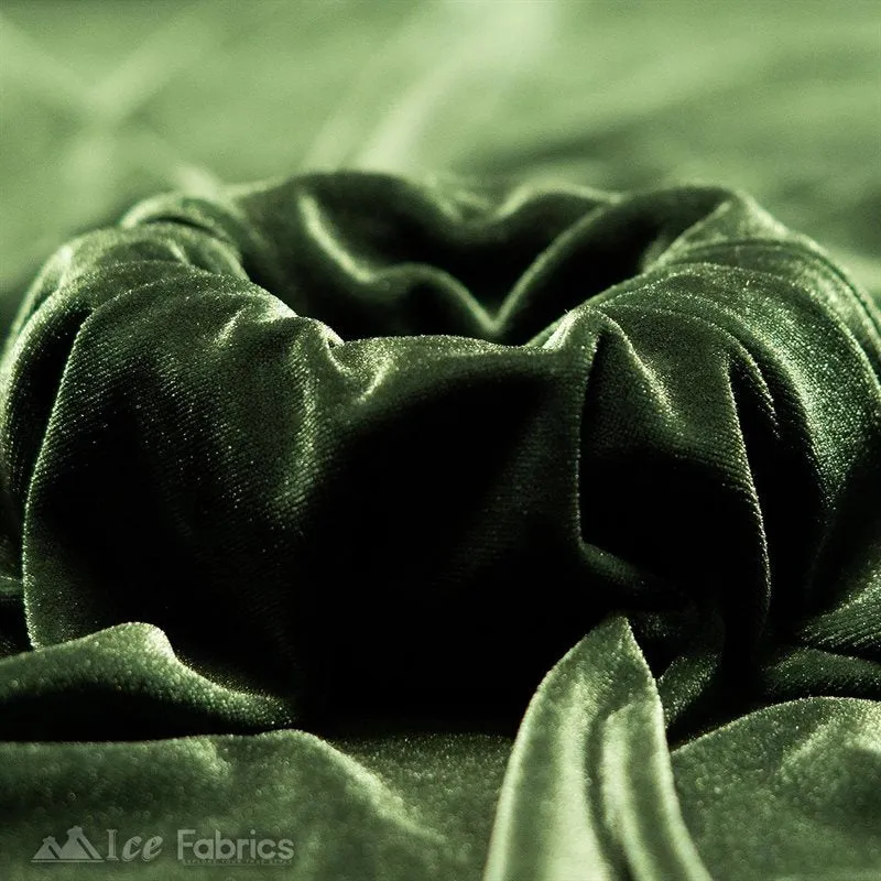 Dark Olive Green Stretch Velvet Fabric Soft and Smooth