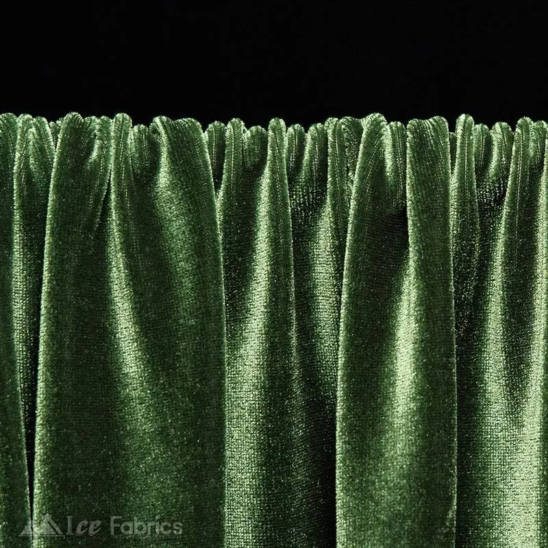 Dark Olive Green Stretch Velvet Fabric Soft and Smooth