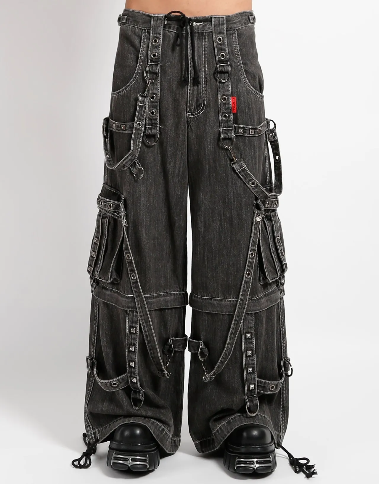 DENIM STRAP PANT BLACK