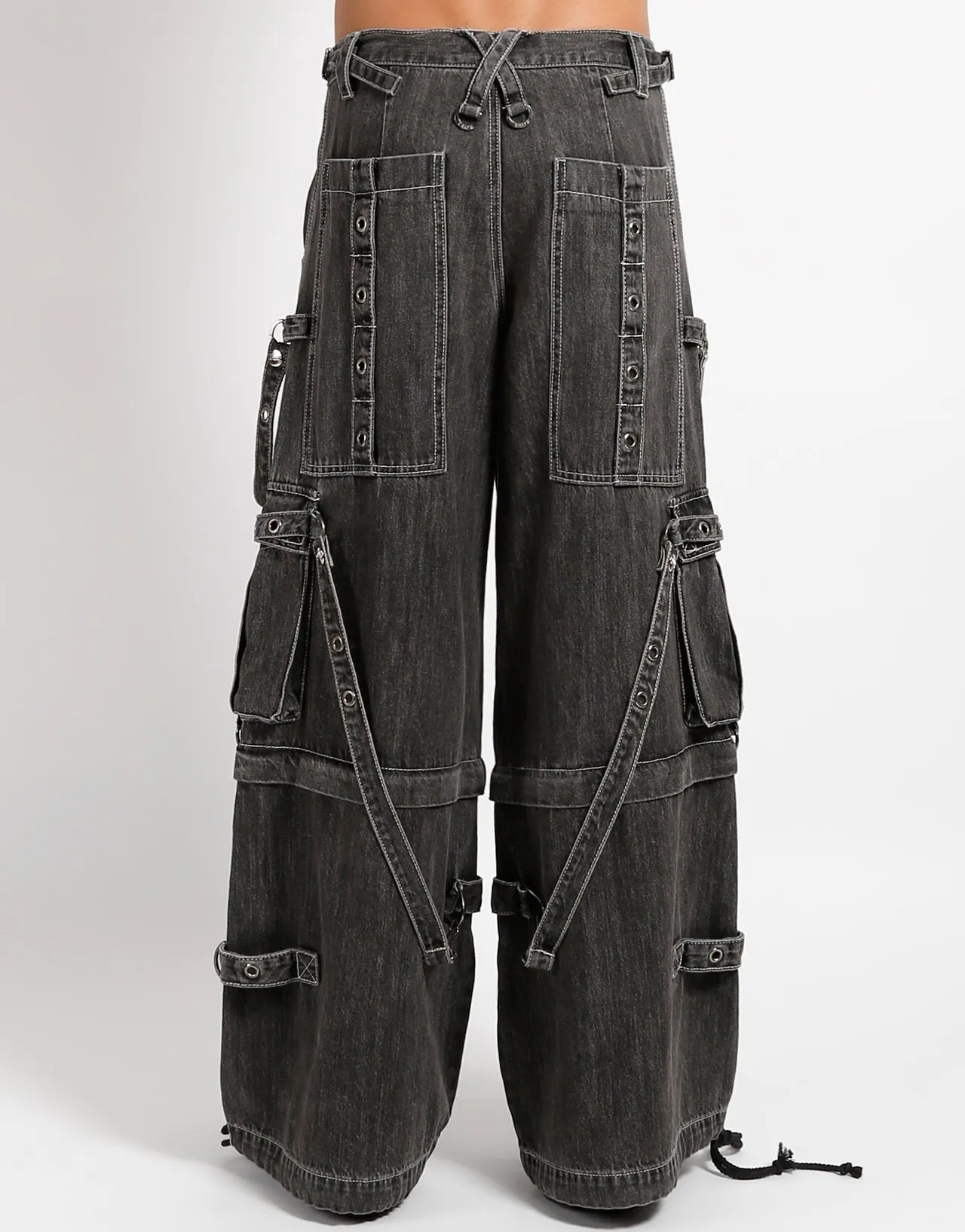 DENIM STRAP PANT BLACK