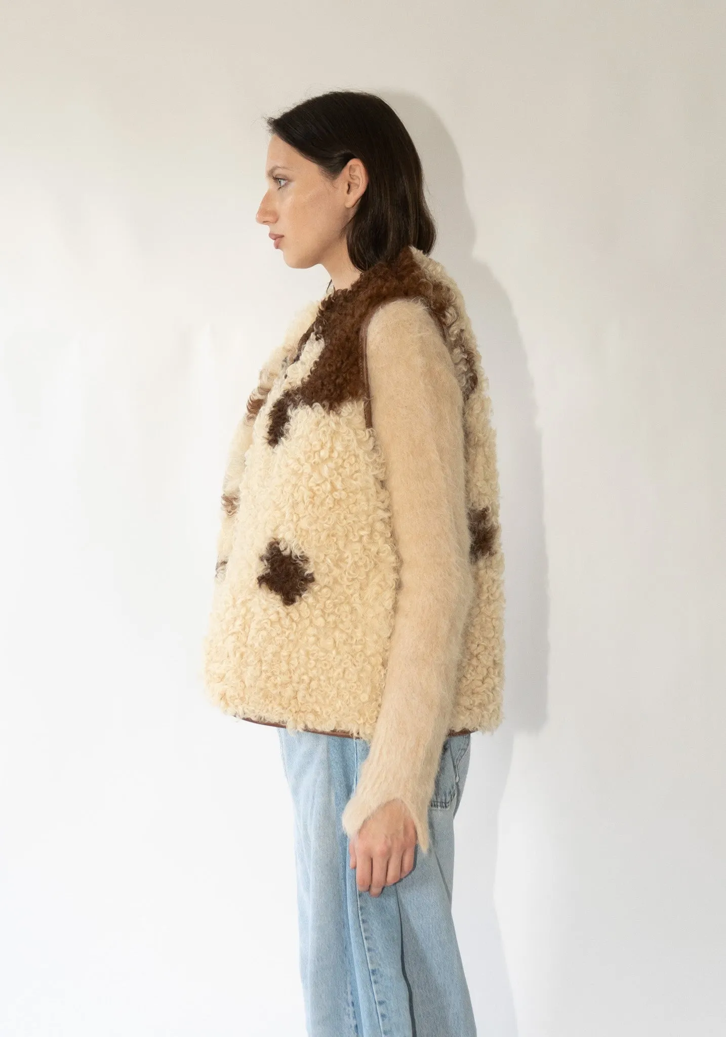 Ella Sheepskin Vest in Cow