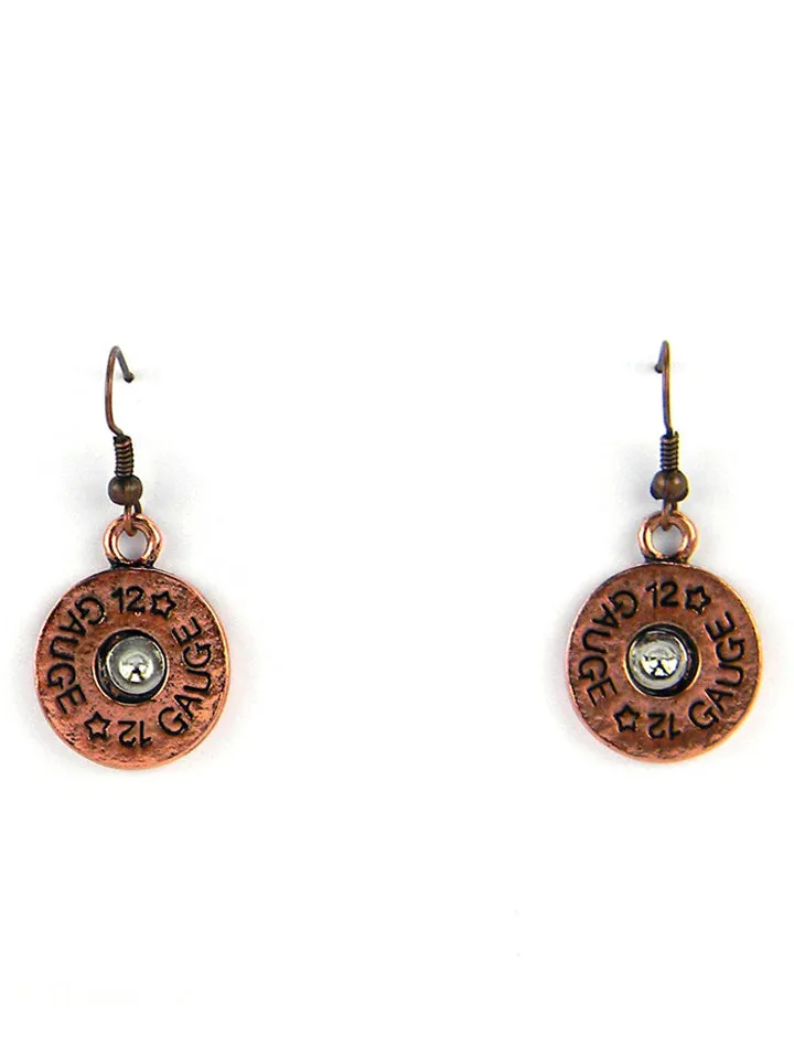 ER150525-02COP  12Gauge Bullet Charm Earring