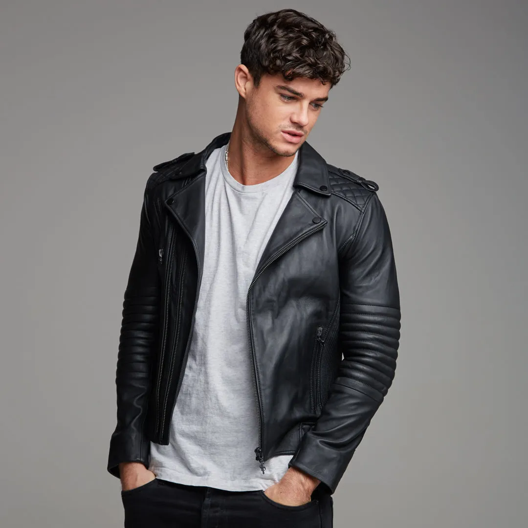 Father Sons Black Leather Jacket - FSH104