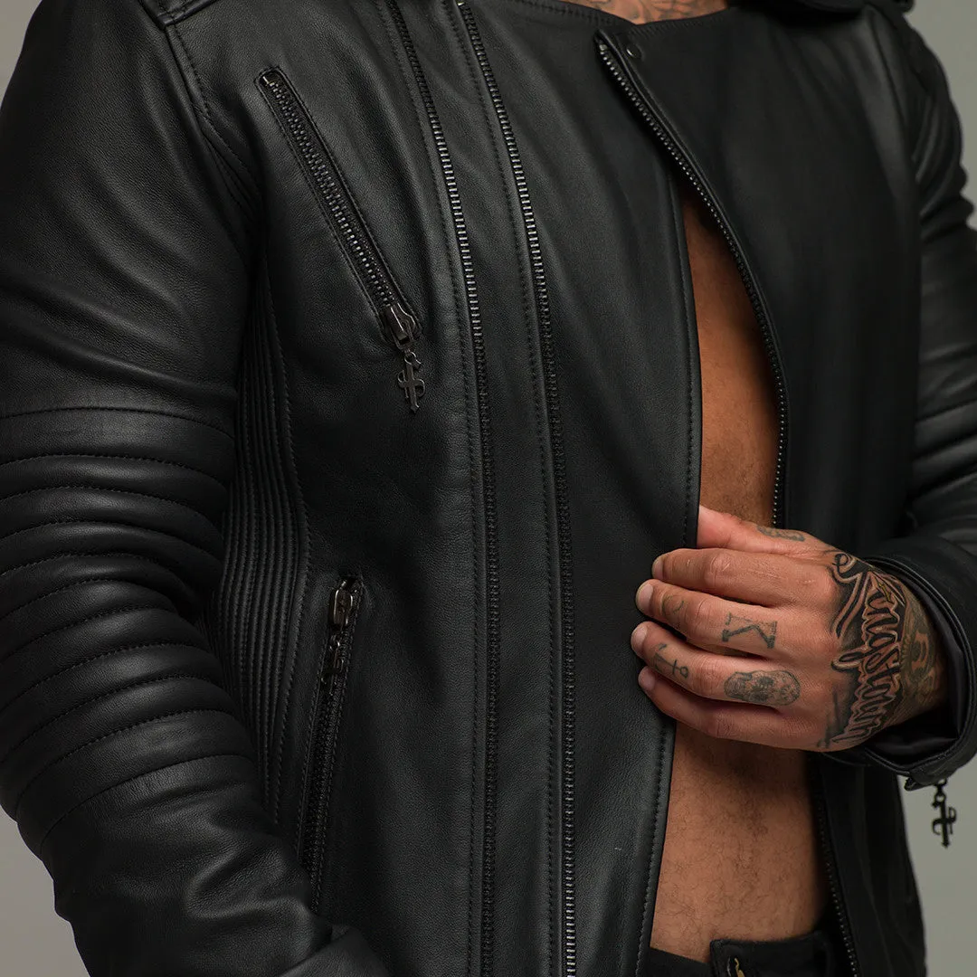 Father Sons Black Leather Jacket - FSH104