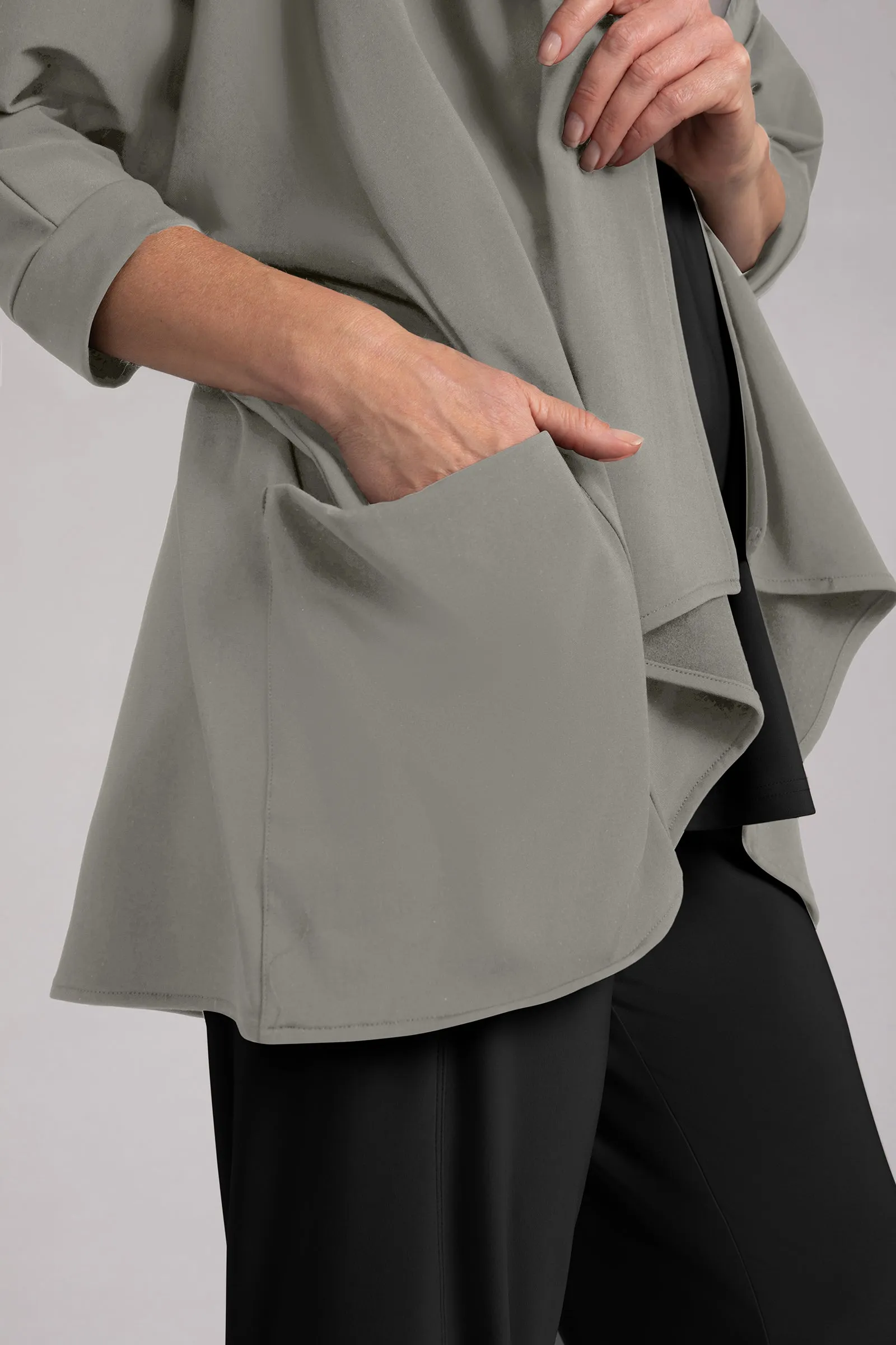 Fleece Back Jersey Matrix Cardigan | Taupe