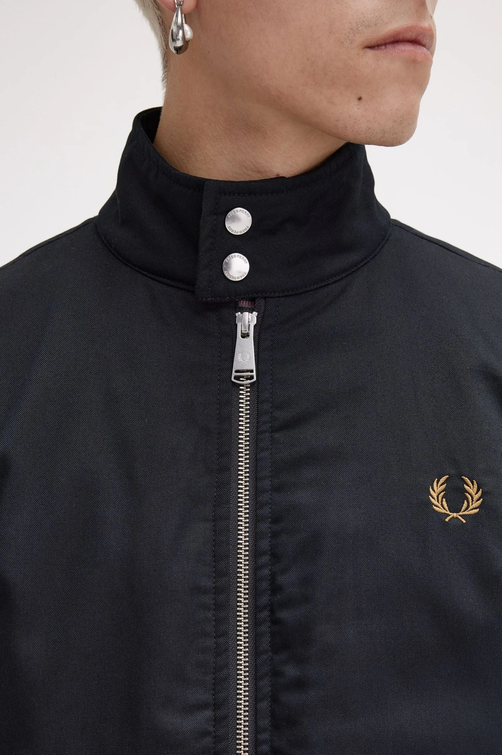 Fred Perry Black Padded Harrington Jacket