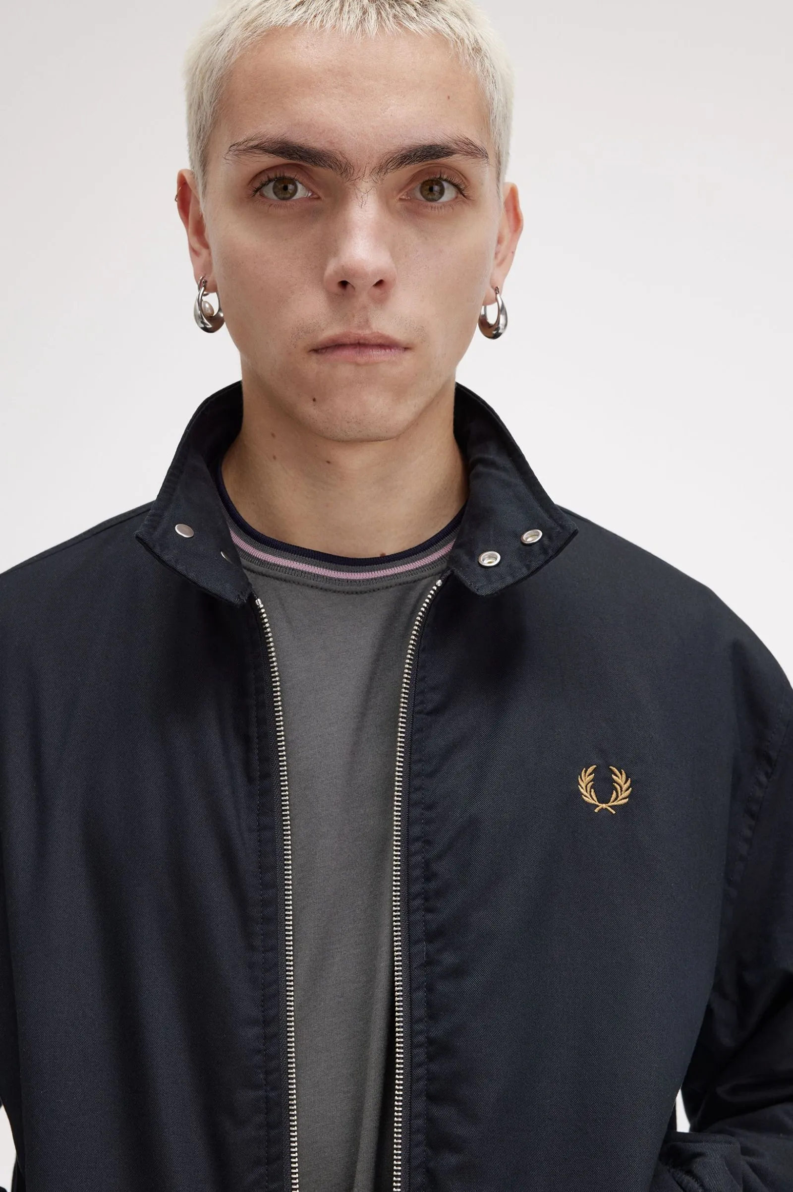 Fred Perry Black Padded Harrington Jacket