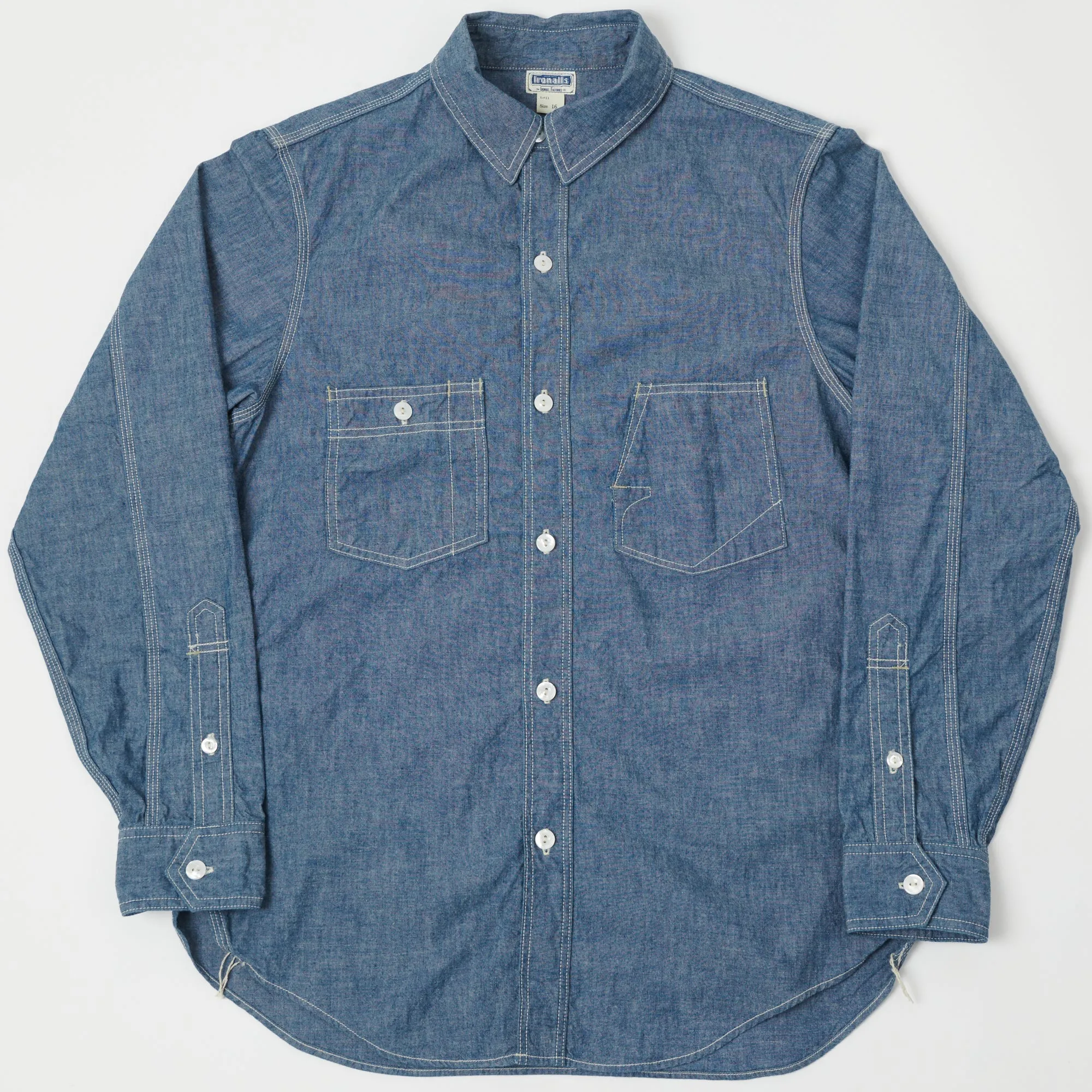 Freewheelers 'The Ironall' Long Sleeve Work Shirt - Indigo Chambray