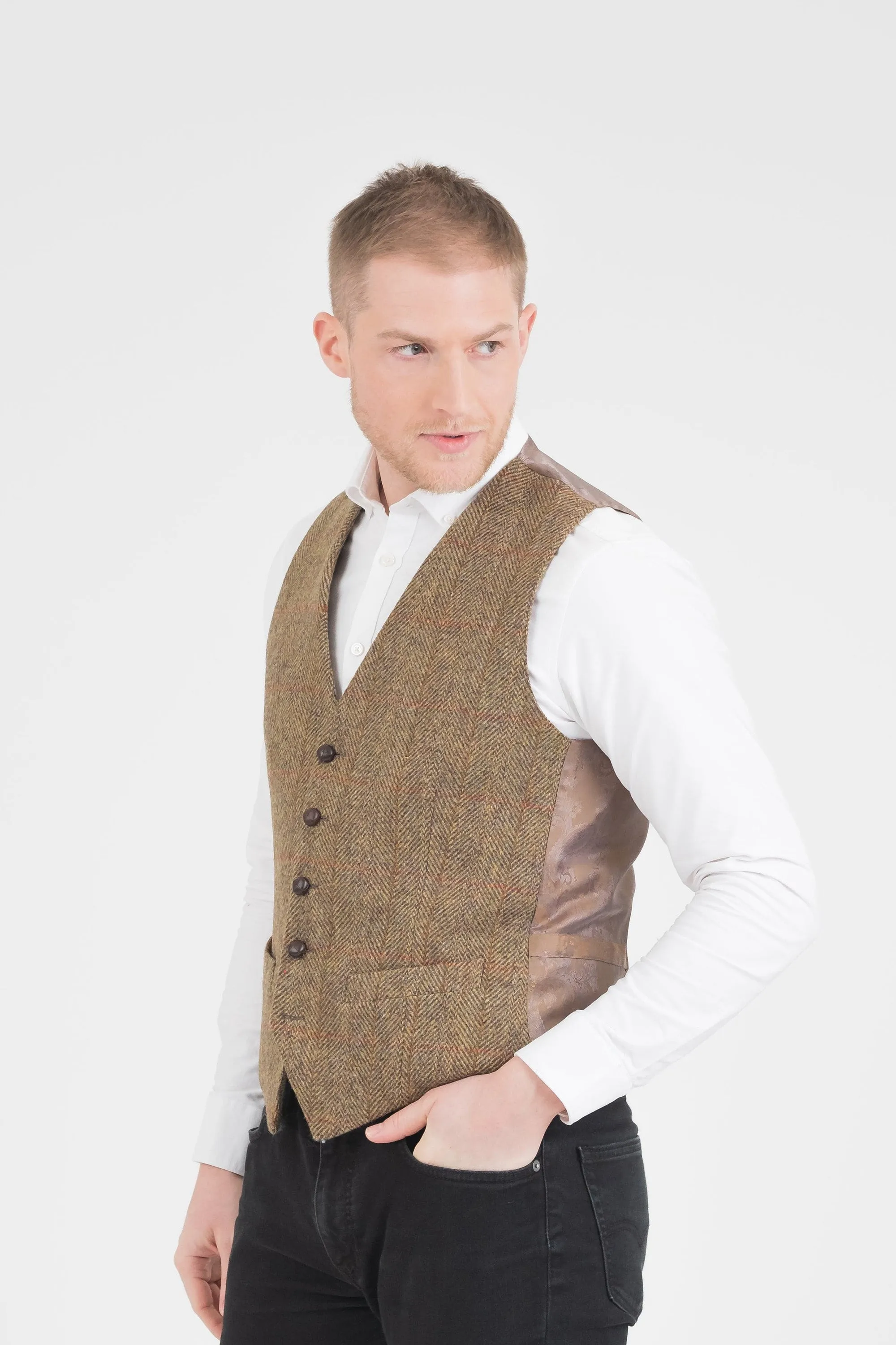 Harris Tweed Iain Waistcoat - Mustard Check