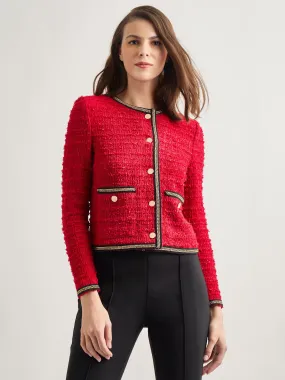 Heritage Fit Double Chain Trim Eyelash Knit Jacket