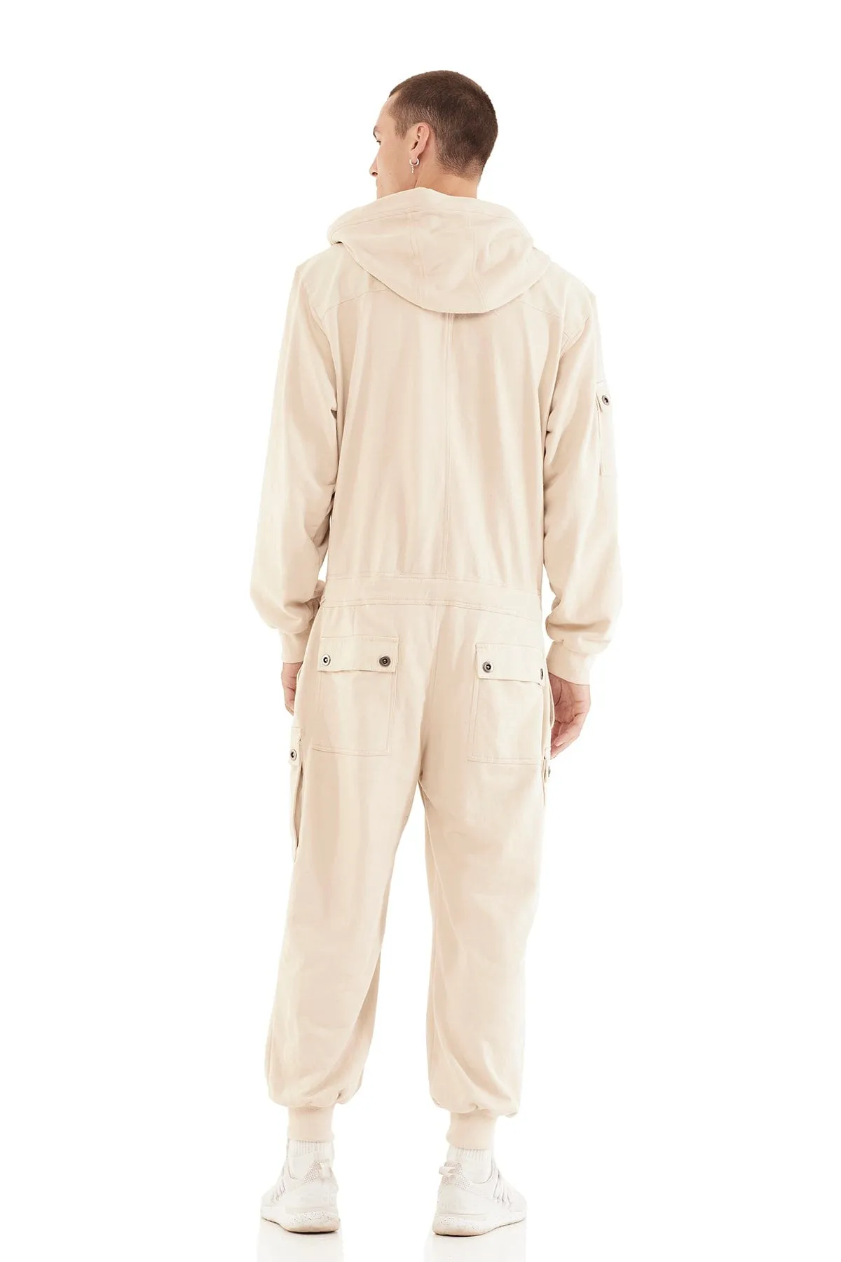 HOODED JUMPSUIT IN FOG