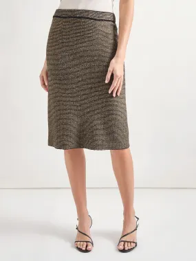 Knee-Length Lurex Knit Straight Skirt