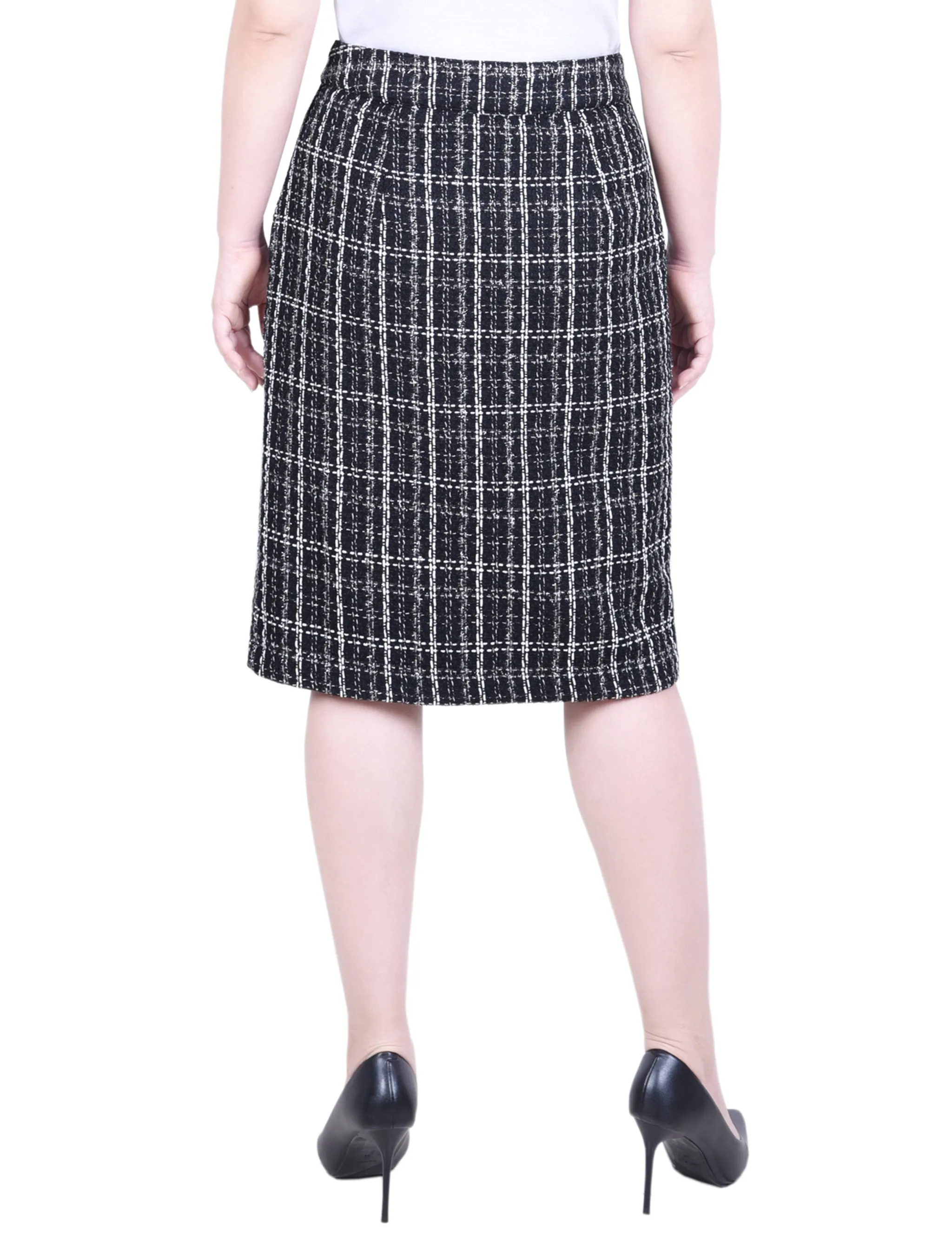 Knee Length Slim Tweed Knit Skirt