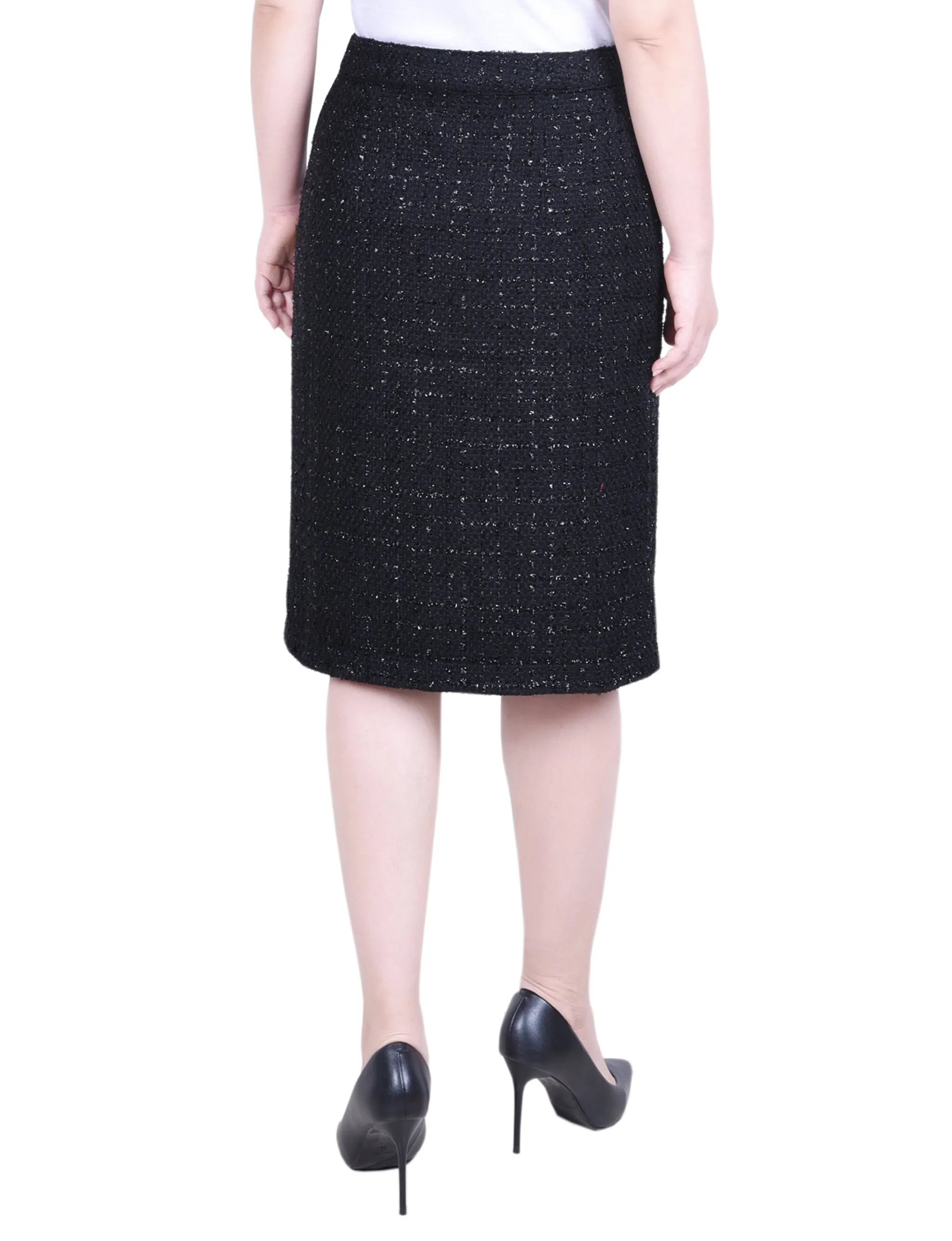 Knee Length Slim Tweed Knit Skirt