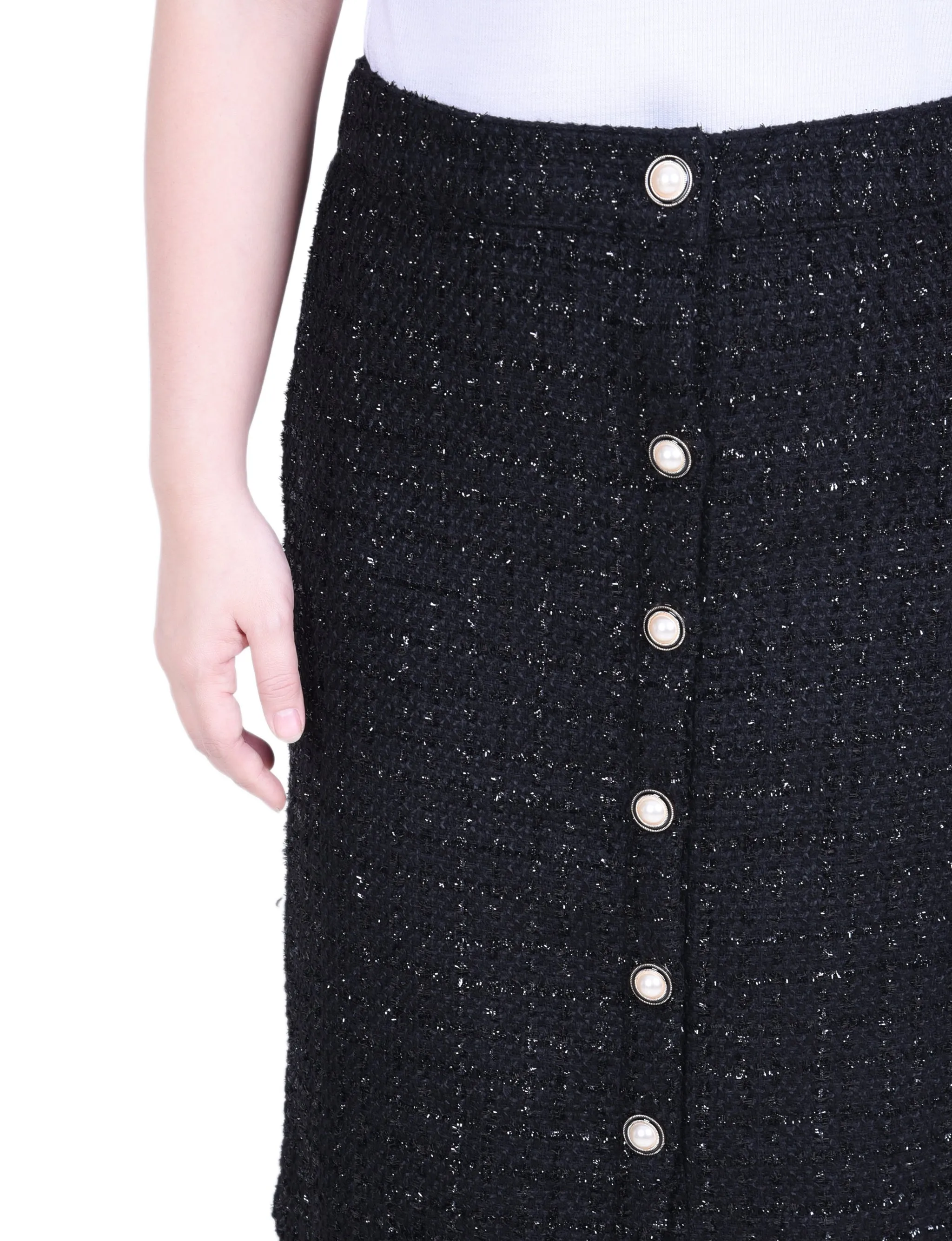 Knee Length Slim Tweed Knit Skirt