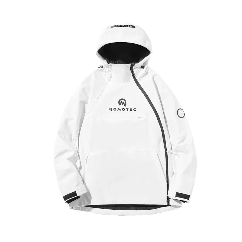 LA QOMOTEC White Hooded Zipper Snowboarding & Skiing Suit