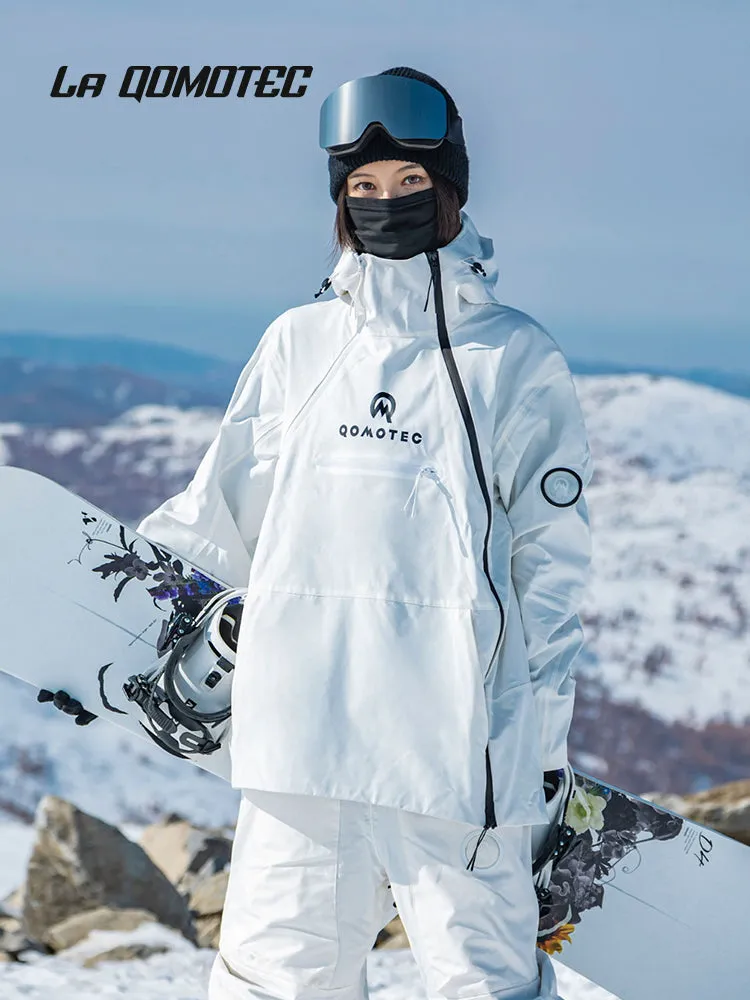 LA QOMOTEC White Hooded Zipper Snowboarding & Skiing Suit