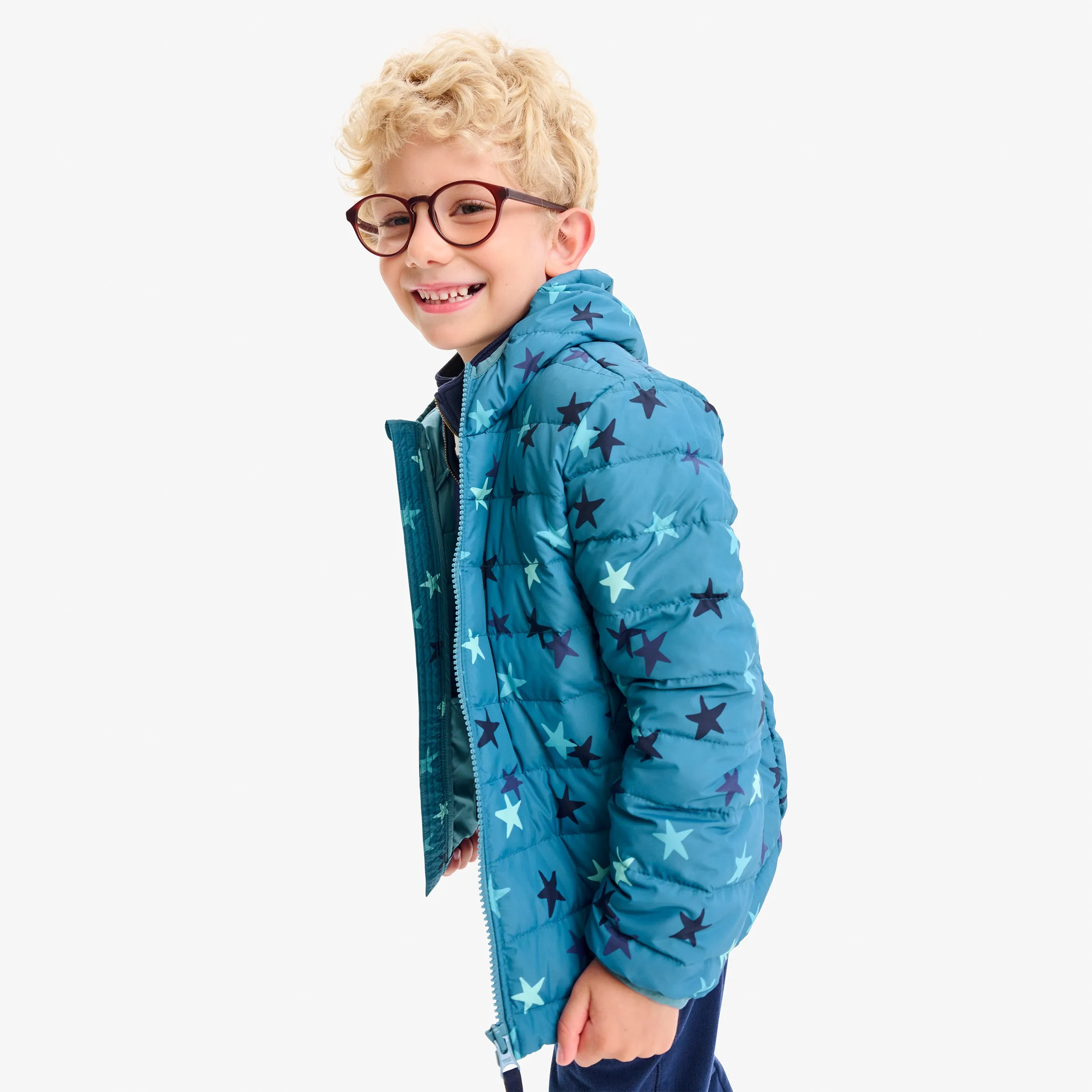 Lightweight puffer jacket in confetti stars