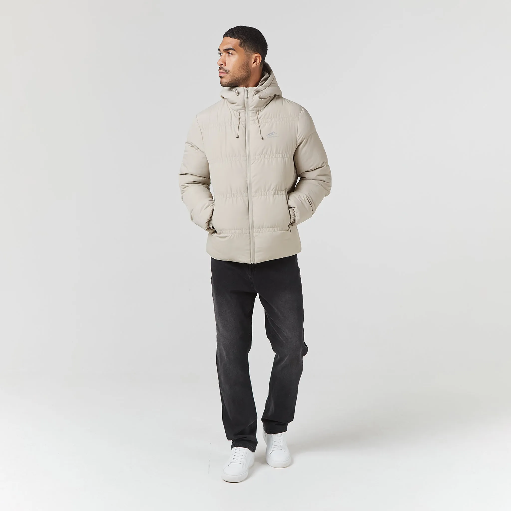 Logo Racer Puffer Jacket | Stone