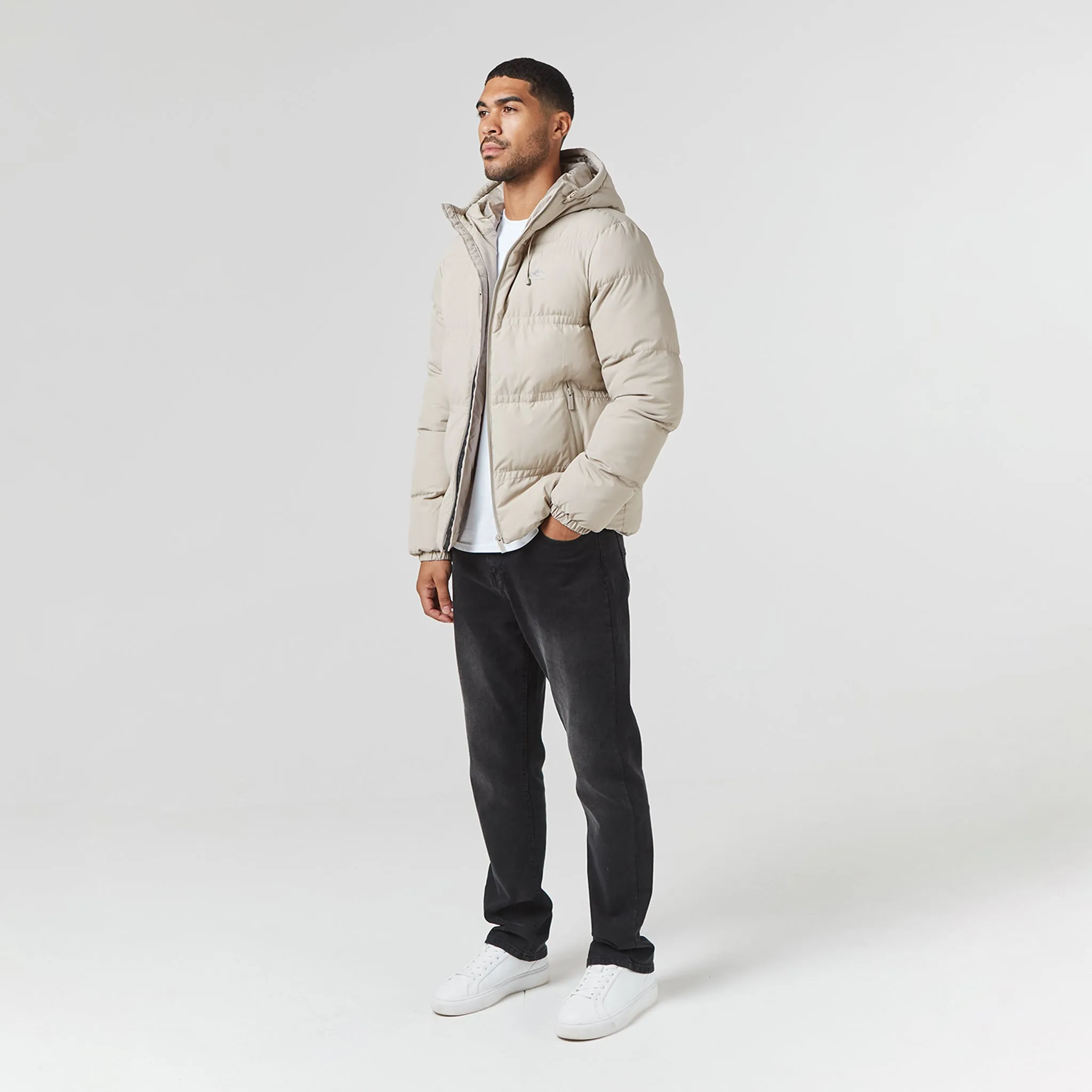 Logo Racer Puffer Jacket | Stone