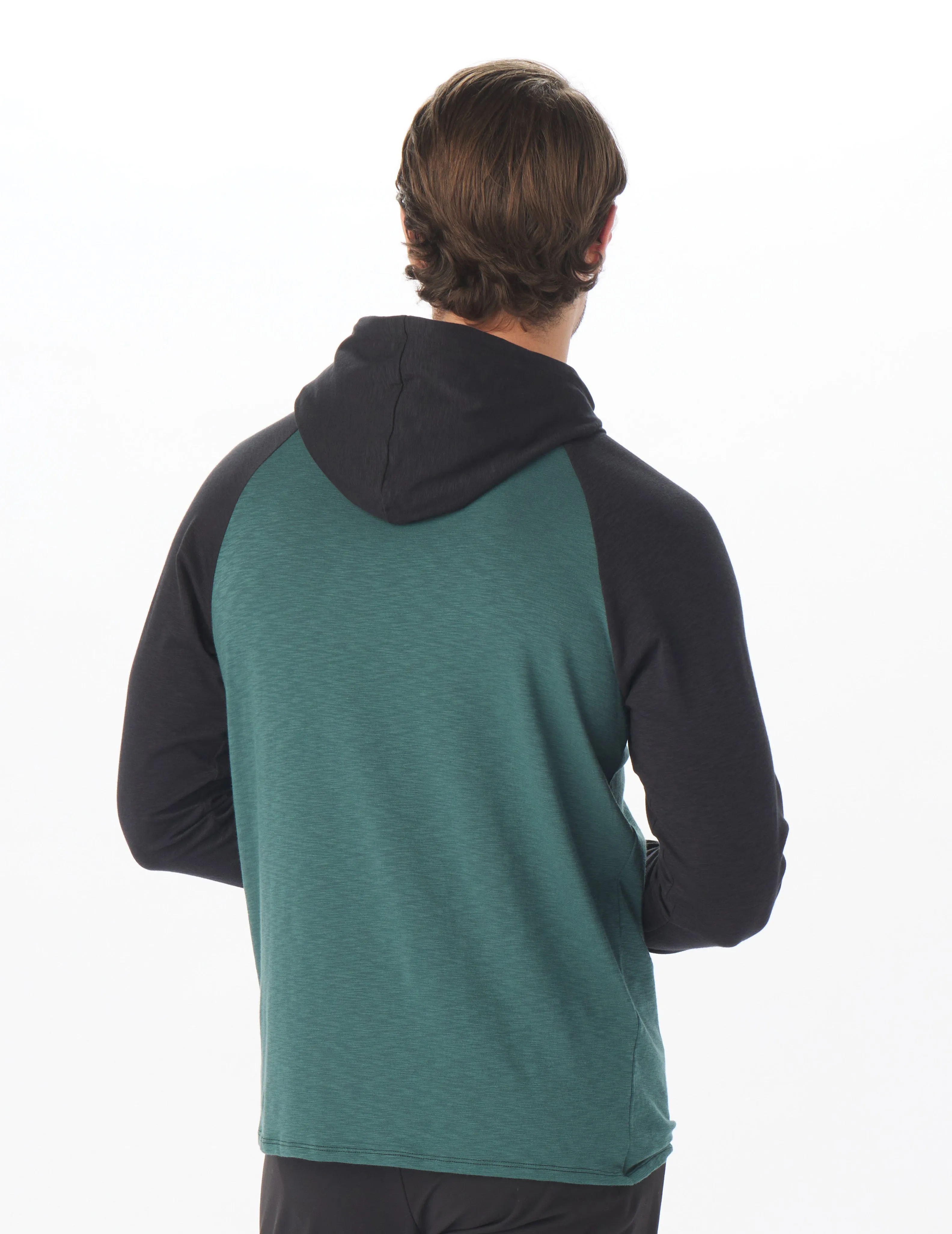 Low Tide Henley Hoodie: Forest/Black