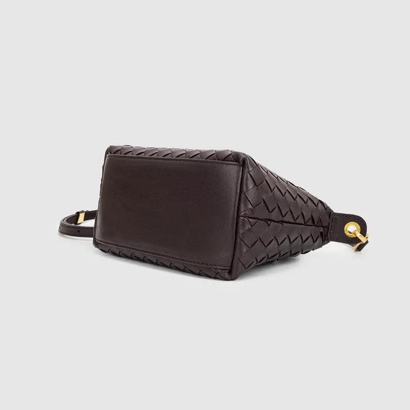 Luxurious Lambskin Leather Handwoven Shoulder Bag | Top Handle Designer Bag