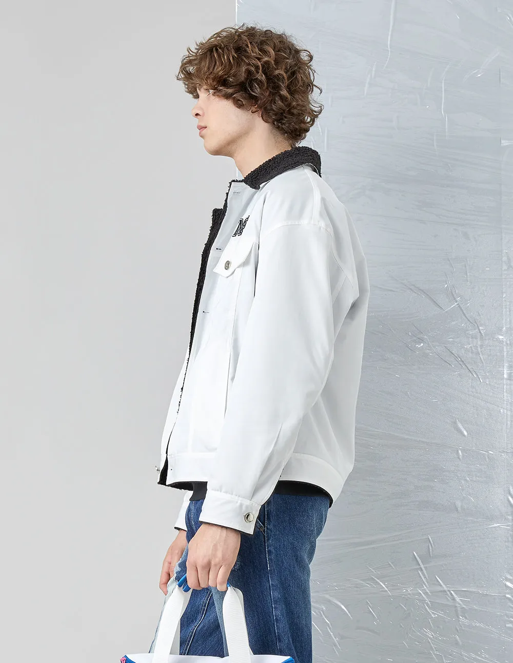 MARK FAST UNISEXWHITE EMBROIDERED CASUAL JACKET