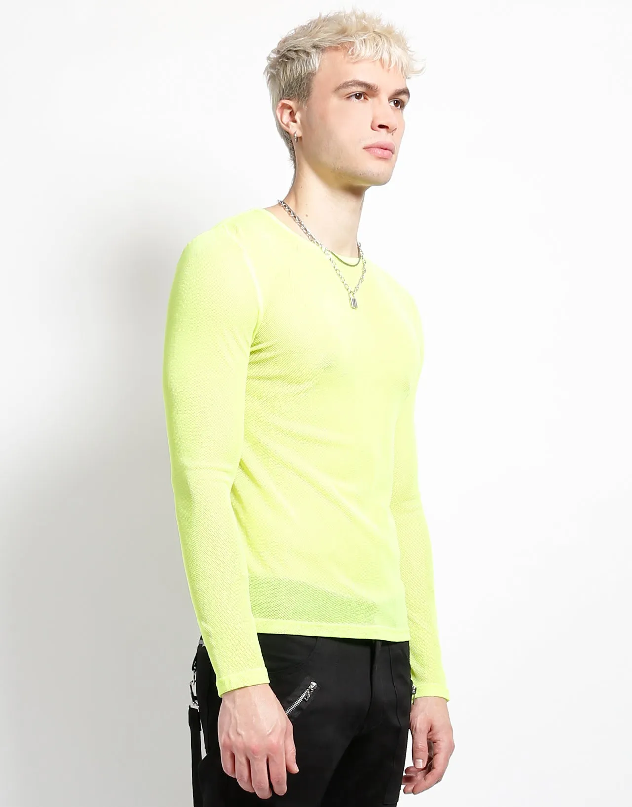 MENS LONG SLEEVE FISHNET LIME